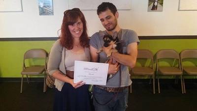 Just thought we would share this silly little photo of Lentil's graduation from puppy kindergarten yesterday! He's doing great, almost all potty trained and loves playing with his big brother. People won't stop asking us what breed Lentil is! It's so funny. Rachael and Nick